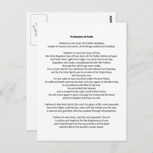 Professie van het geloof briefkaart (Voorkant / Achterkant)