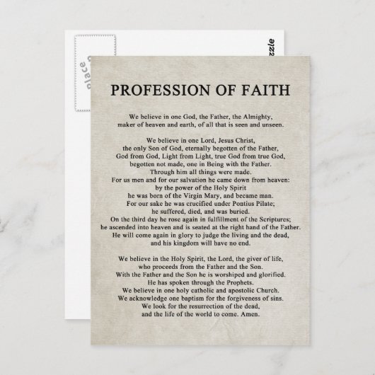 Professie van het geloof briefkaart (Voorkant / Achterkant)