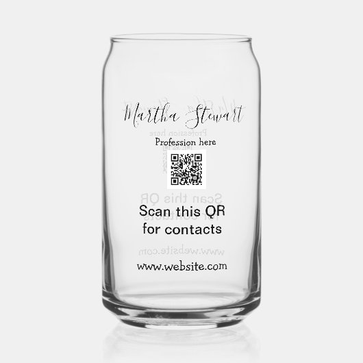 Profession add QR code details website company bus Blikvorm Glas (Achterkant)