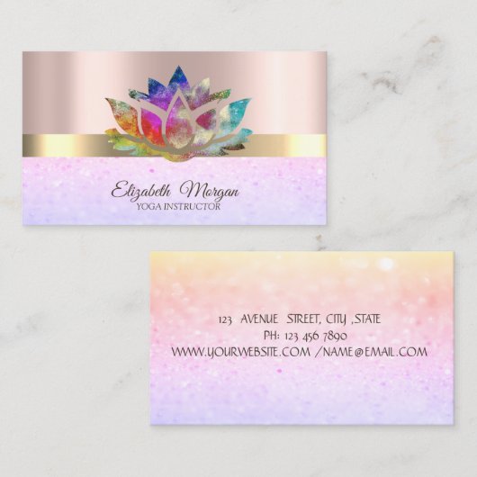 Professiona Elegant Lotus Roos Gold Bokeh Visitekaartje (Voorkant / Achterkant)