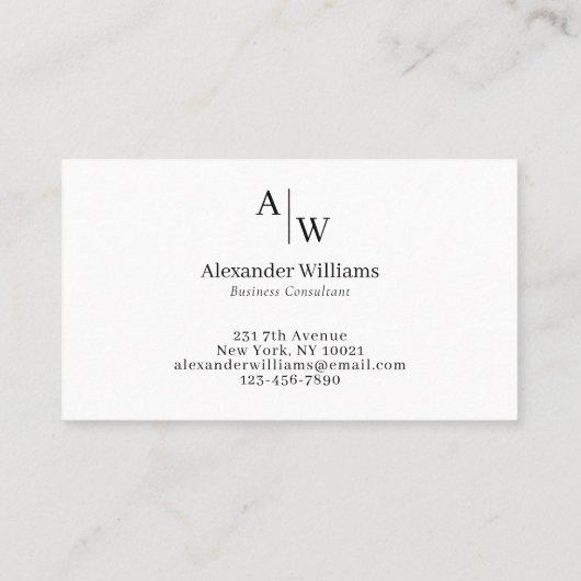 Professional 2 Monogram Naam Eenvoudig Basic Minim Visitekaartje (Achterkant)