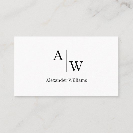 Professional 2 Monogram Naam Eenvoudig Basic Minim Visitekaartje (Voorkant)
