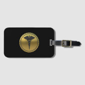 Professional 3D Gold Caduceus Emblem Medical Bagagelabel (Voorkant (horizontaal))
