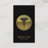Professional 3D Gold Caduceus Medical Emblem Visitekaartje (Voorkant)