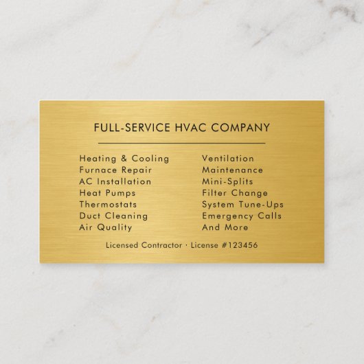 Professional Air Conditioning Cooling HVAC Visitekaartje (Achterkant)