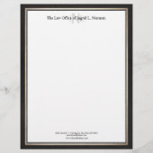 Professional Attorney Black White Gold Border Gepersonaliseerd Briefhoofd (Voorkant)