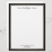 Professional Attorney Black White Gold Border Gepersonaliseerd Briefhoofd (Voorkant / Achterkant)