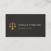 Professional Attorney Law Firm Linen Black Gold Visitekaartje (Voorkant)
