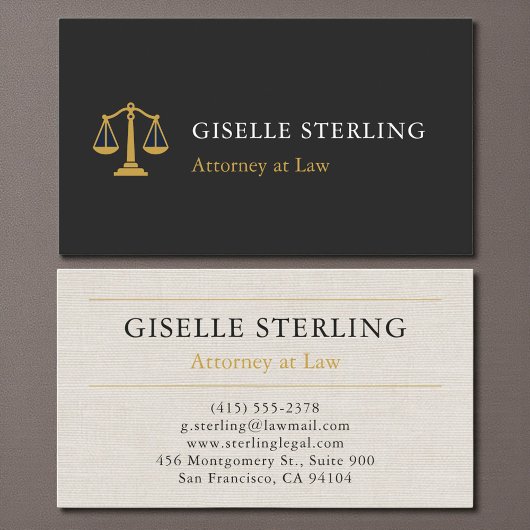 Professional Attorney Law Firm Linen Gold Visitekaartje