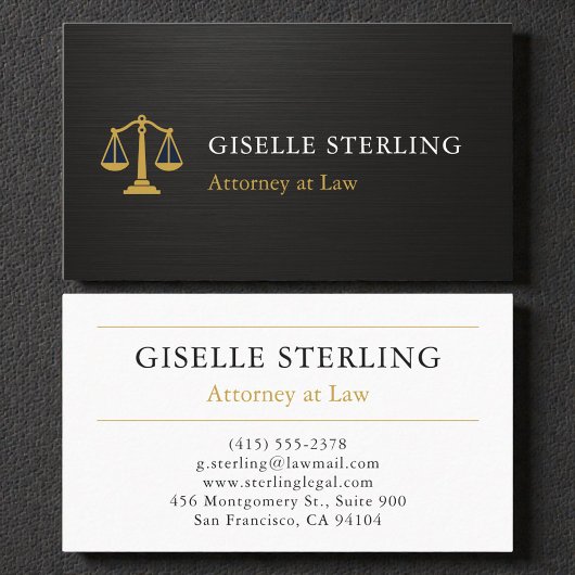 Professional Attorney Law Firm Metallic Black Gold Visitekaartje