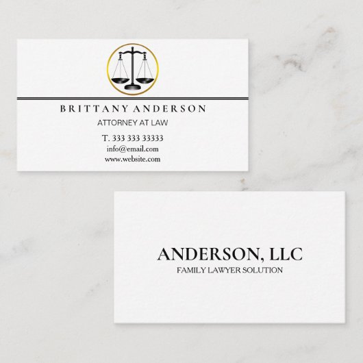 Professional Attorney op Law Black Scale Visitekaartje (Voorkant / Achterkant)