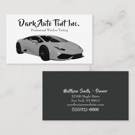 Professional Auto Window Tint Service Visitekaartje (Voorkant / Achterkant)