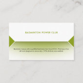 Professional Badminton Trainer | Coach Visitekaartje (Achterkant)