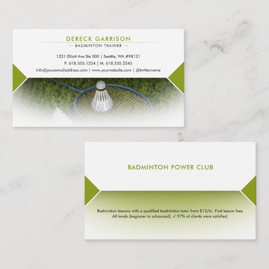Professional Badminton Trainer | Coach Visitekaartje (Voorkant / Achterkant)