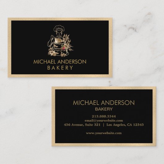 Professional Bakery Pastry Chef Black Gold Visitekaartje (Voorkant / Achterkant)