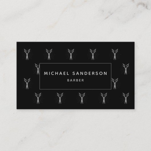 Professional Barber Haarstylist Scissors Black Visitekaartje (Voorkant)