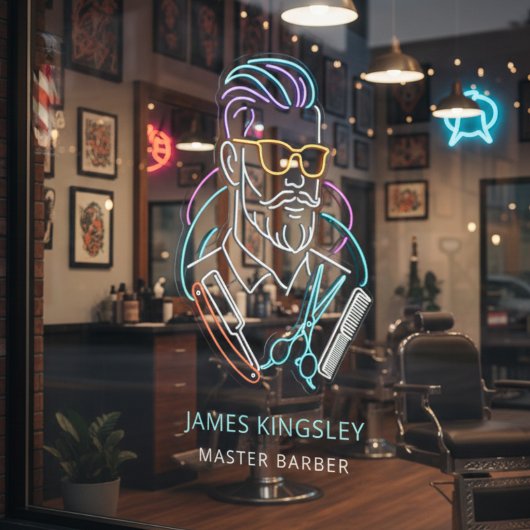 Professional Barber Haircut Shave Grooming Stylish Raamsticker