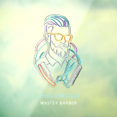 Professional Barber Haircut Shave Grooming Stylish Raamsticker (Vel 3)