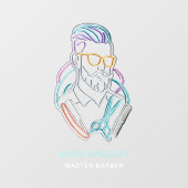 Professional Barber Haircut Shave Grooming Stylish Raamsticker (Vel)