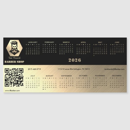 Professional Barber Shop black&gold 2026 calendar (Voorkant)