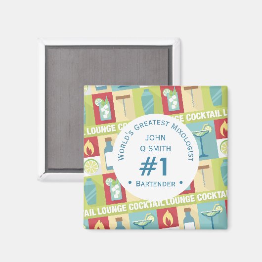 Professional Bartender Favor Award ・ Aangepast Magneet (Voorkant / Achterkant)