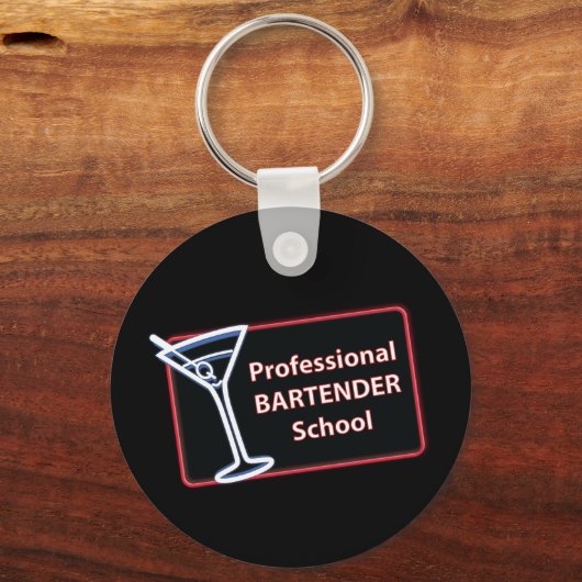 Professional Bartender School Button Sleutelhanger (Voorkant)