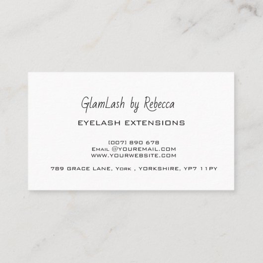 Professional Beauty Eyelash Lashes Glitter Silver Visitekaartje (Achterkant)