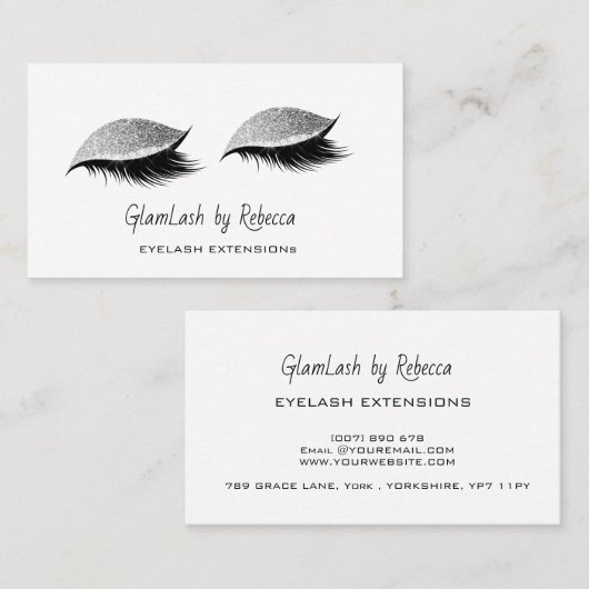 Professional Beauty Eyelash Lashes Glitter Silver Visitekaartje (Voorkant / Achterkant)