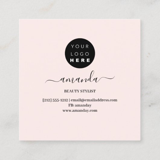 Professional Beauty Makeup Logo Abstracte Blush Vierkante Visitekaartje (Achterkant)