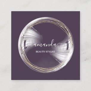 Professional Beauty Makeup Logo Bubble Plum Vierkante Visitekaartje