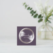 Professional Beauty Makeup Logo Bubble Plum Vierkante Visitekaartje (Staand voorkant)