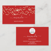 Professional Beauty Makeup Logo Gold Confetti Red Visitekaartje (Voorkant / Achterkant)