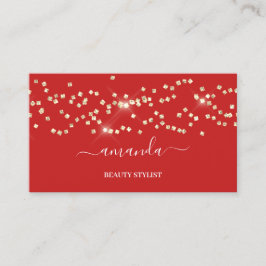 Professional Beauty Makeup Logo Gold Confetti Red Visitekaartje