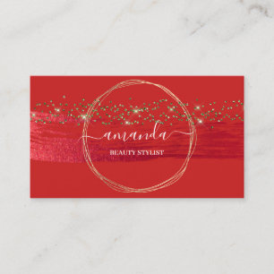Professional Beauty Makeup Logo Gold Red Confetti Visitekaartje