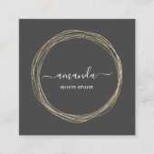 Professional Beauty Makeup Logo Golden Lijst Grey Vierkante Visitekaartje (Voorkant)