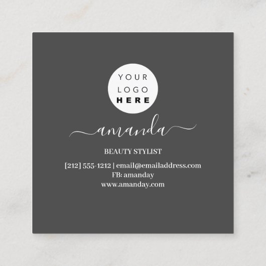 Professional Beauty Makeup Logo Golden Lijst Grey Vierkante Visitekaartje (Achterkant)
