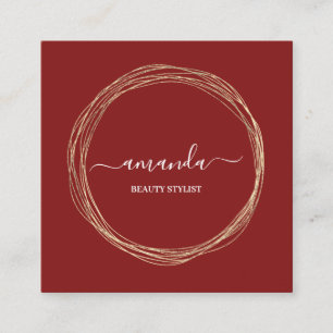 Professional Beauty Makeup Logo Golden Lijst Red Vierkante Visitekaartje