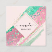 Professional Beauty Makeup Logo Roze Rose Vierkante Visitekaartje (Voorkant)