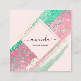 Professional Beauty Makeup Logo Roze Rose Vierkante Visitekaartje