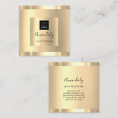Professional Beauty Studio Hair Salon Gold Logo Vierkante Visitekaartje (Voorkant / Achterkant)