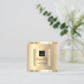 Professional Beauty Studio Hair Salon Gold Logo Vierkante Visitekaartje (Staand voorkant)