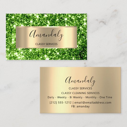Professional Beauty StudioHairdresser Glitter Mint Visitekaartje (Voorkant / Achterkant)