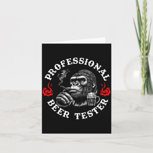Professional Beer Tester Funny Drinking Monkey Quo Kaart (Voorkant)