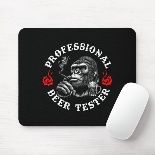 Professional Beer Tester Funny Drinking Monkey Quo Muismat (Met muis)