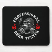 Professional Beer Tester Funny Drinking Monkey Quo Muismat (Voorkant)