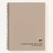 Professional Beige Gold Monogram Notitieboek (Voorkant)