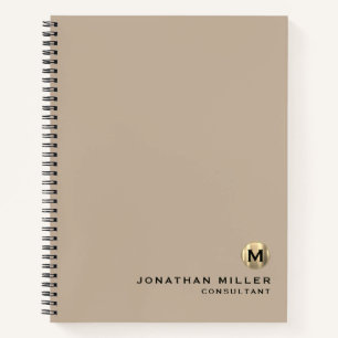 Professional Beige Gold Monogram Notitieboek