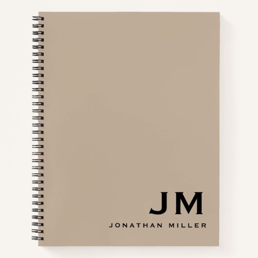 Professional Beige Monogram Initialen Notitieboek (Voorkant)