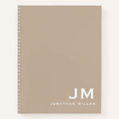 Professional Beige White Monogram Initialen Notitieboek (Voorkant)