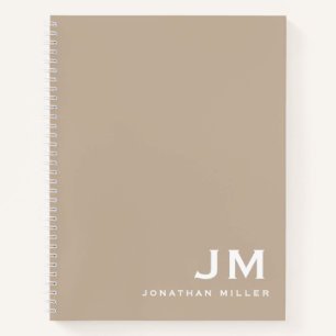Professional Beige White Monogram Initialen Notitieboek